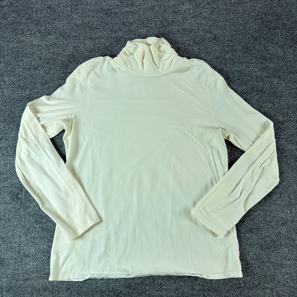 J. Jill Essential Turtleneck Cream Ivory Long Sleeve Top Lrg Cotton Spandex Fall